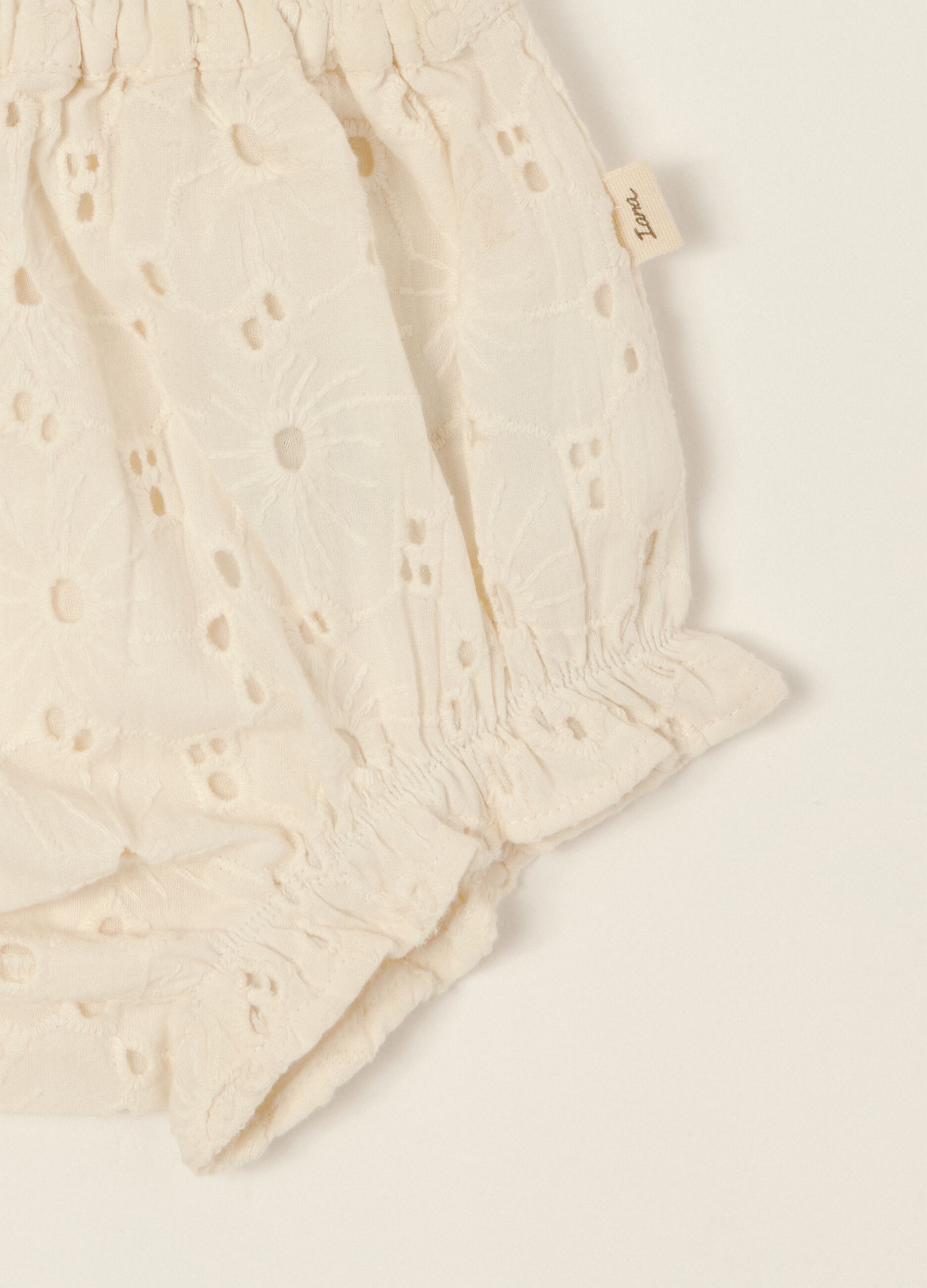 White broderie anglaise pure cotton baby girl set with ruffles