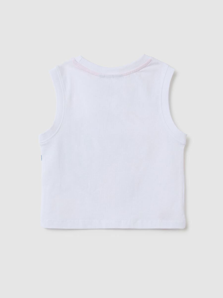 Canotta da bambina in cotone bianco regular fit con stampa New York Knicks_1