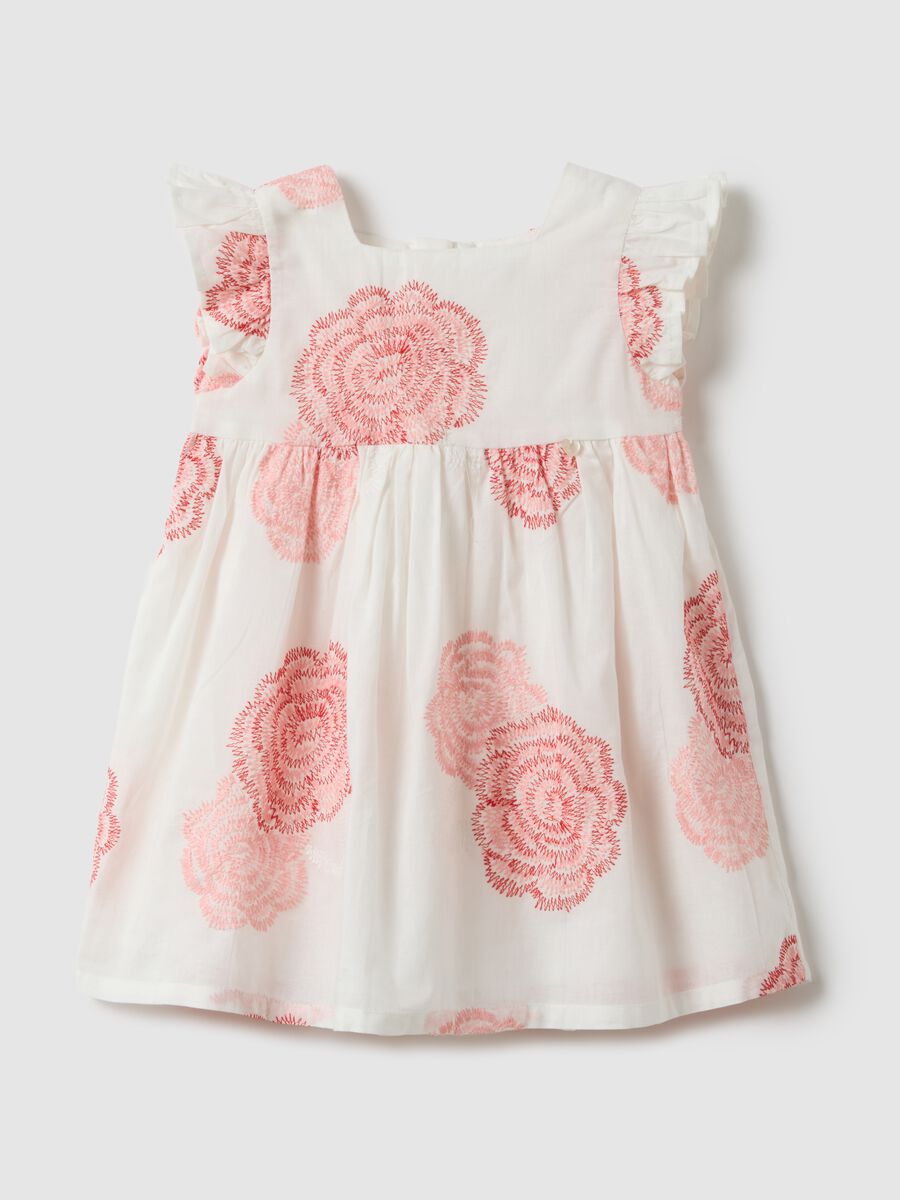 Multicolour pure cotton girl's dress regular fit with flowers_0