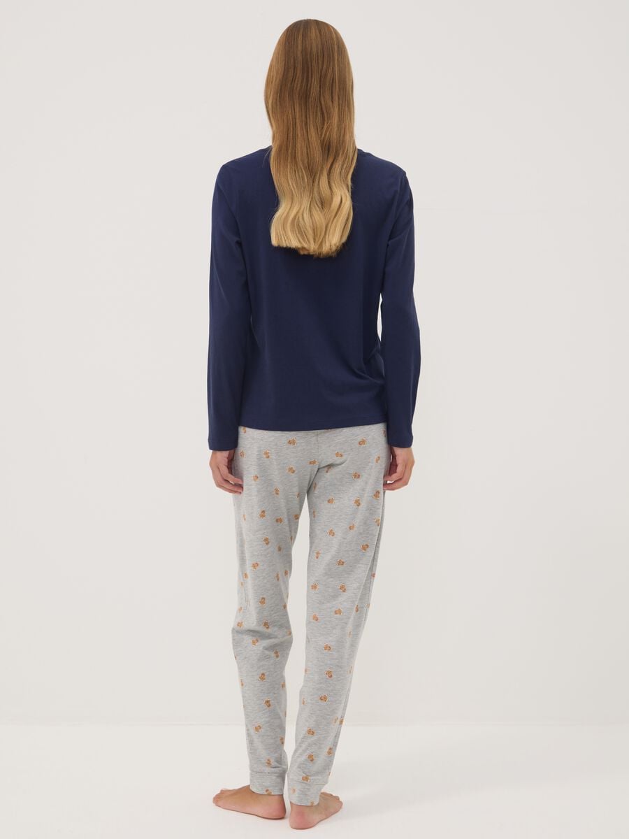 Navy pure organic cotton pyjamas with henley neckline_3