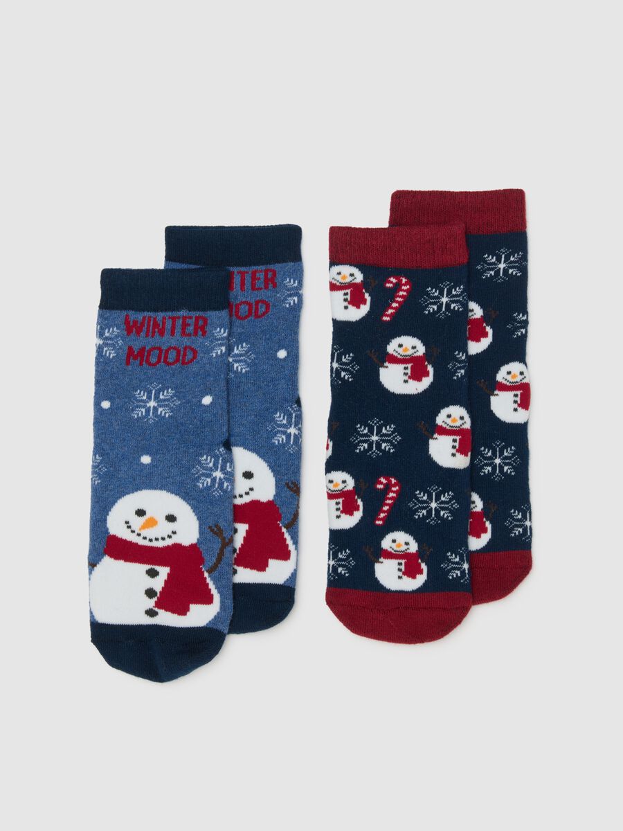 Christmas Anti-Slip Socks Bipack for Kids in Multicolour Cotton Blend_0