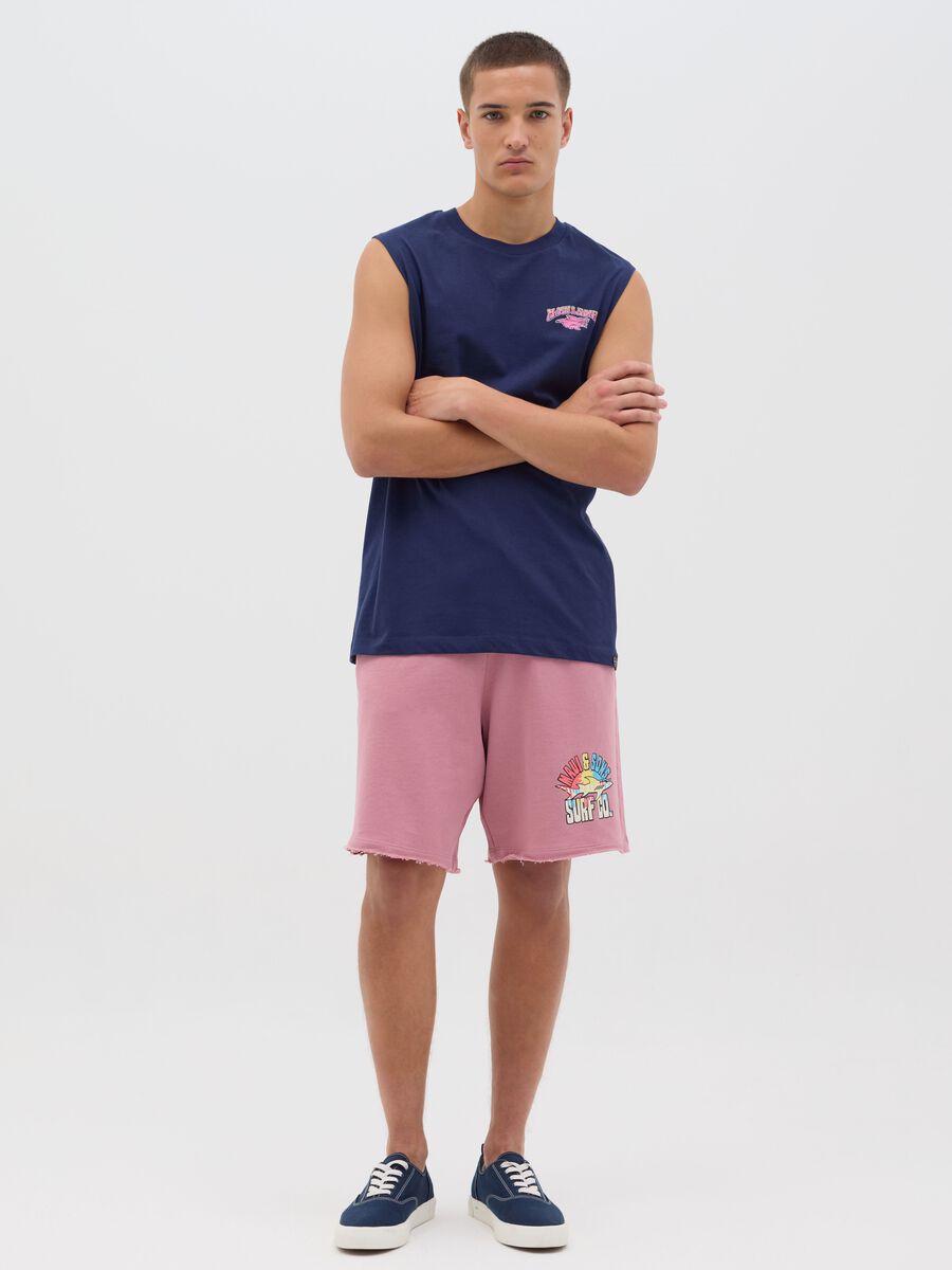 Men's Sleeveless Blue Cotton Tank Top_1
