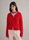 Regular Fit Red Cotton Cardigan with Polo Collar_2