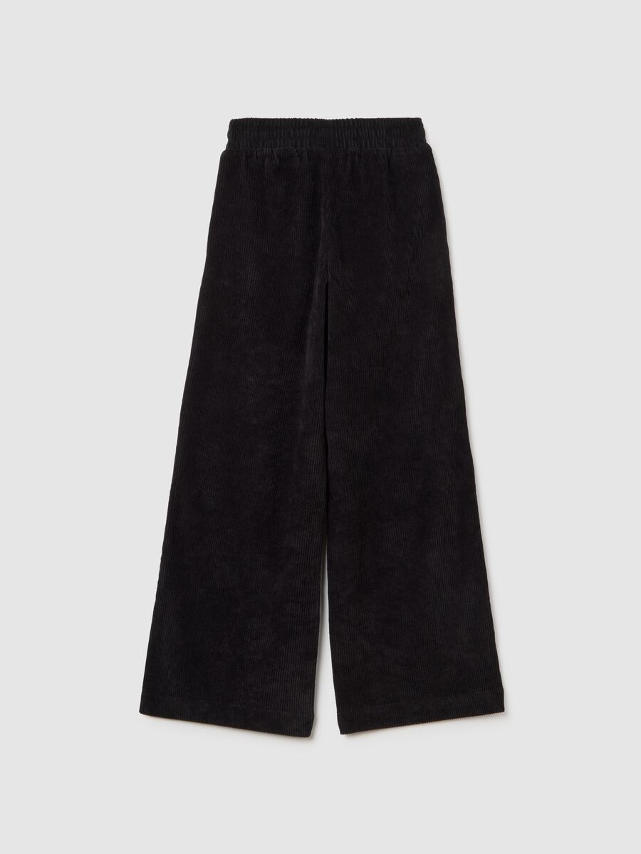 Pantaloni neri da ragazza in velluto a coste relaxed fit_4