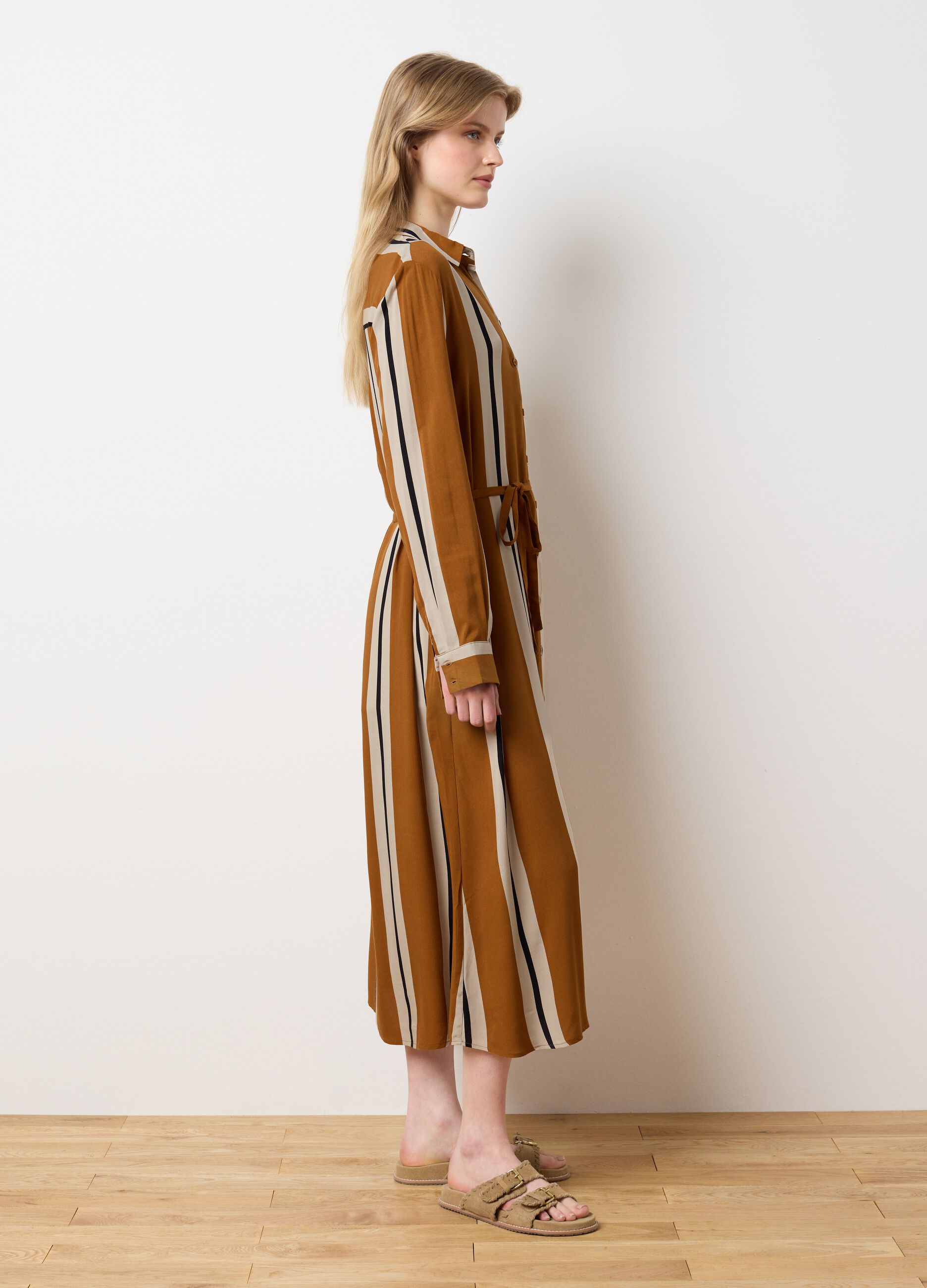 Women's long dress in pure multicolour viscose, oversized