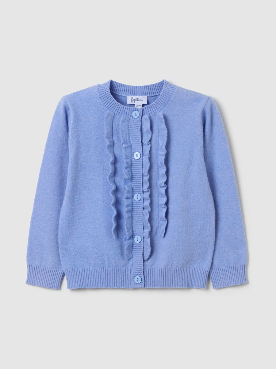 Cardigan with round neck and applications_0