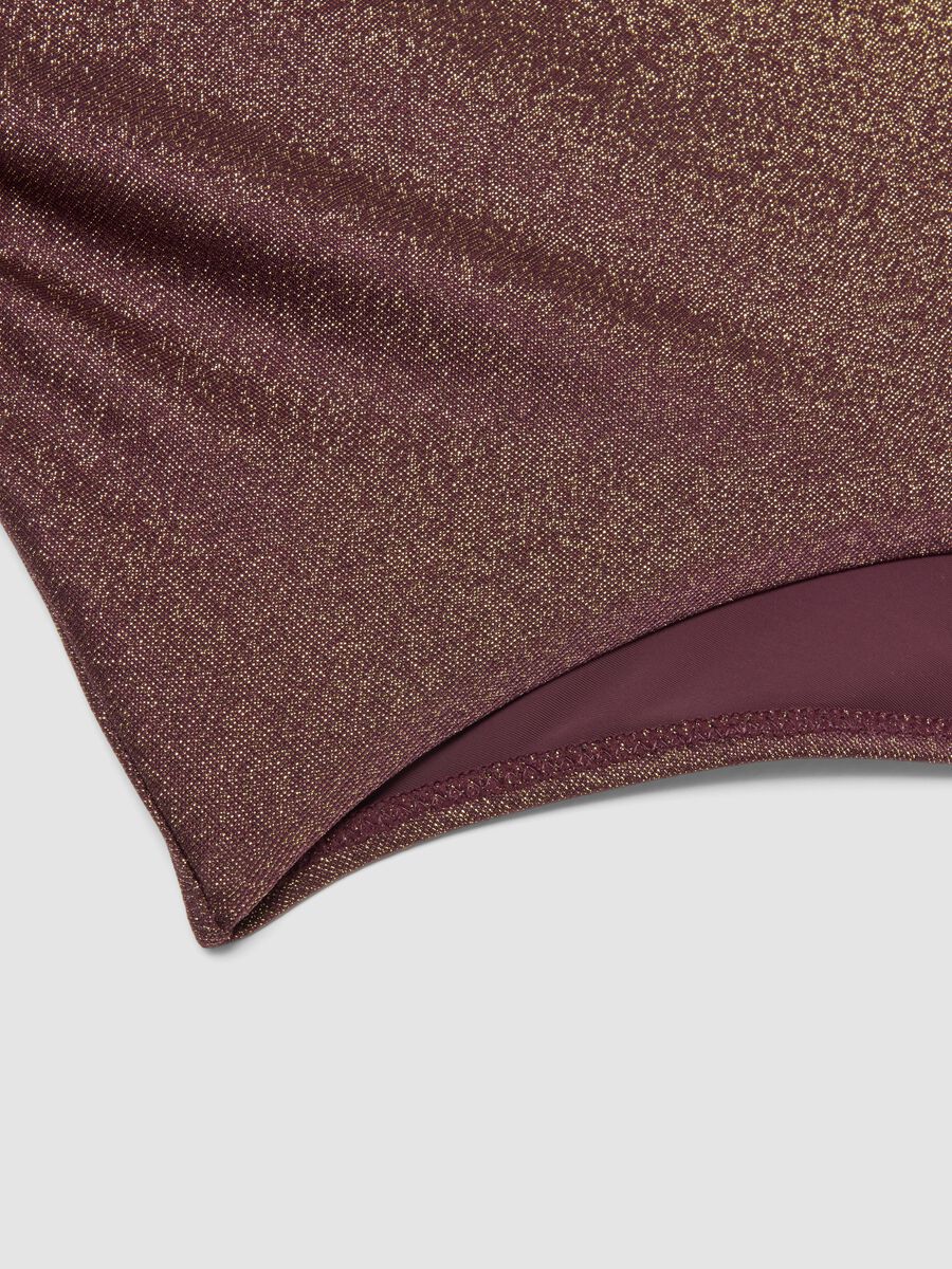 Costume da bagno intero elasticizzato marrone con texture glitterata_5
