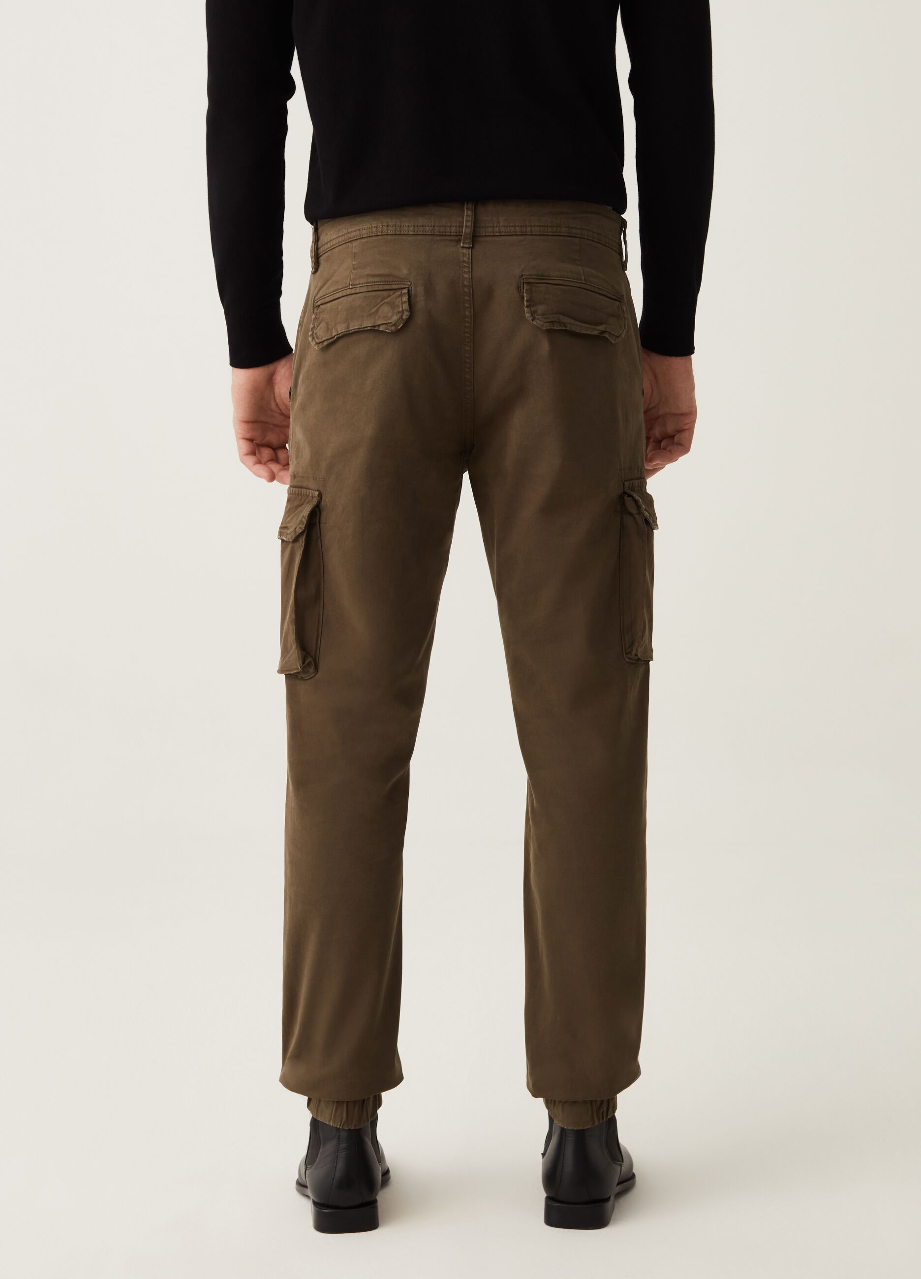 Pantalone cargo cuff hem in cotone stretch_2