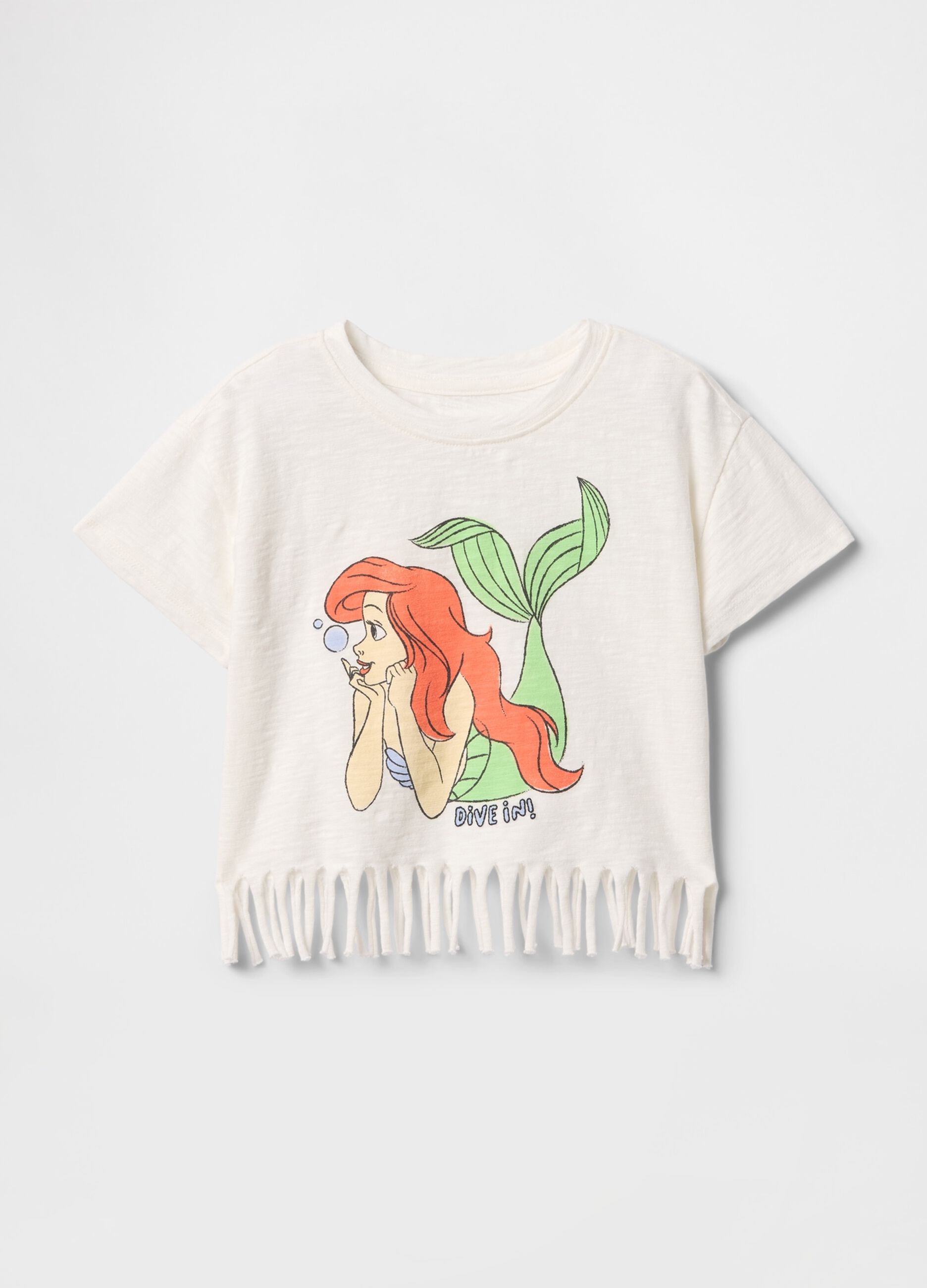 T-shirt a frange con stampa
