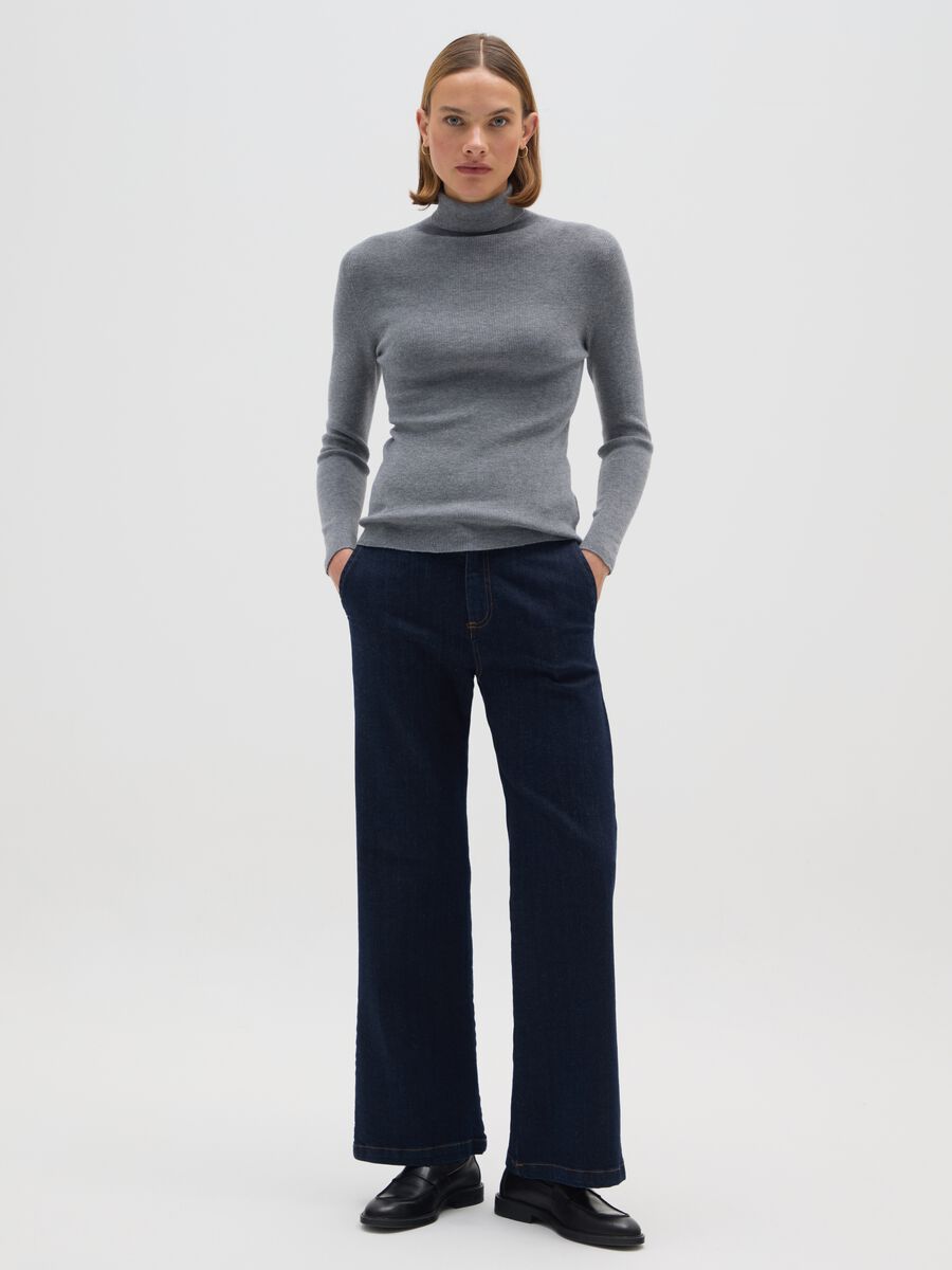 Dolcevita in misto cotone grigio regular fit_1