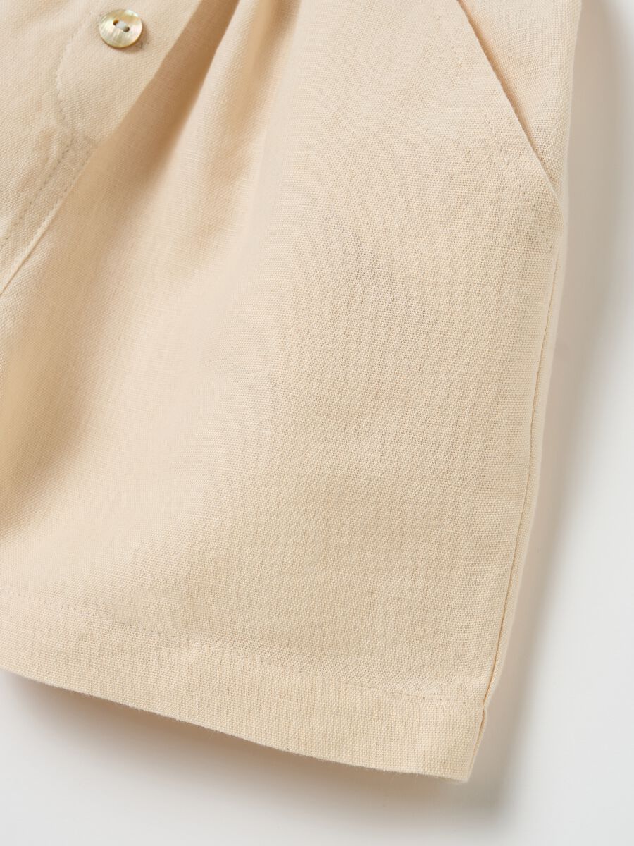 Girls' Beige Linen Shorts Regular Fit_3
