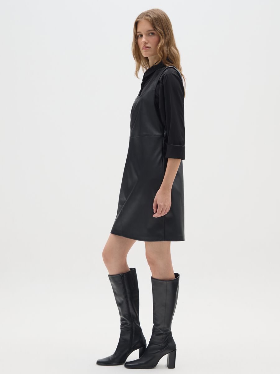 Black patent effect regular fit dress with zip_1