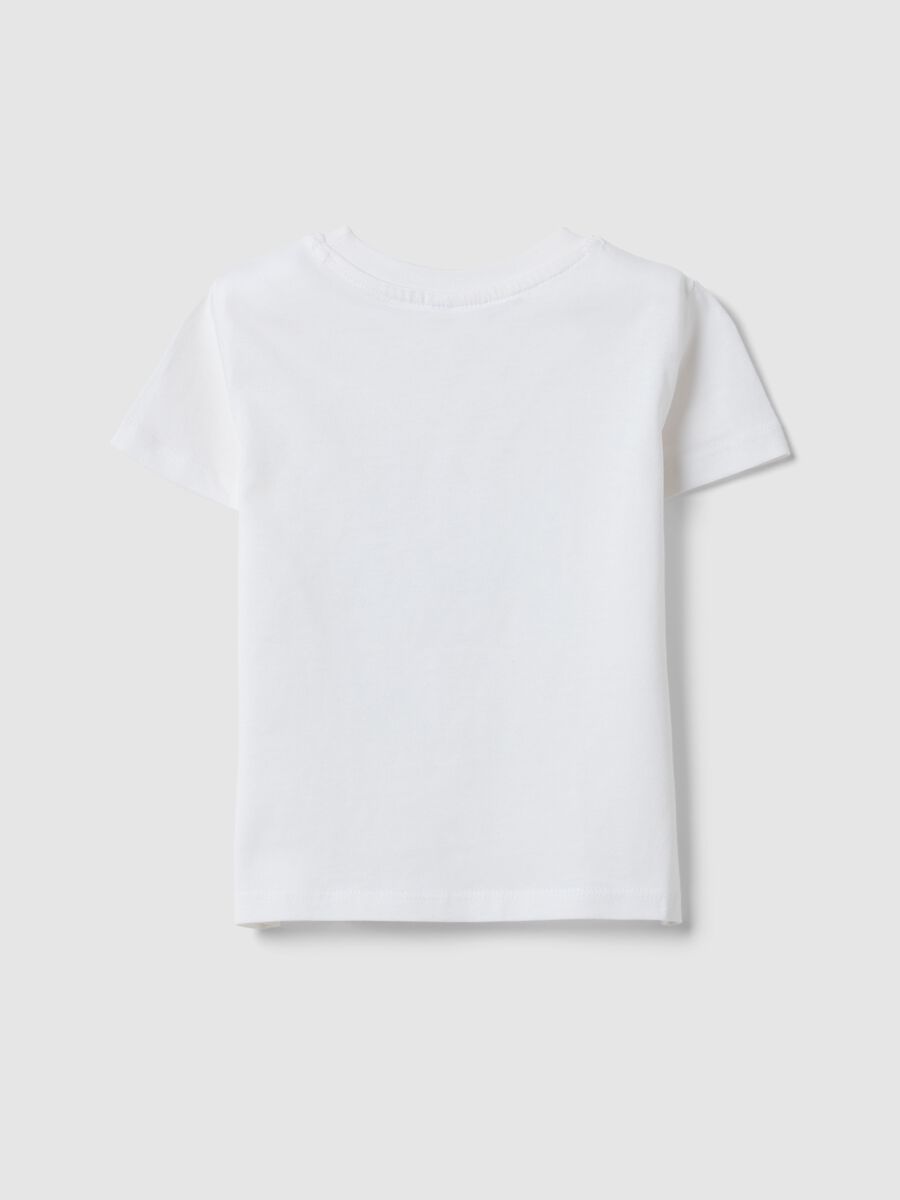 White pure cotton children's T-shirt, regular fit with print_1