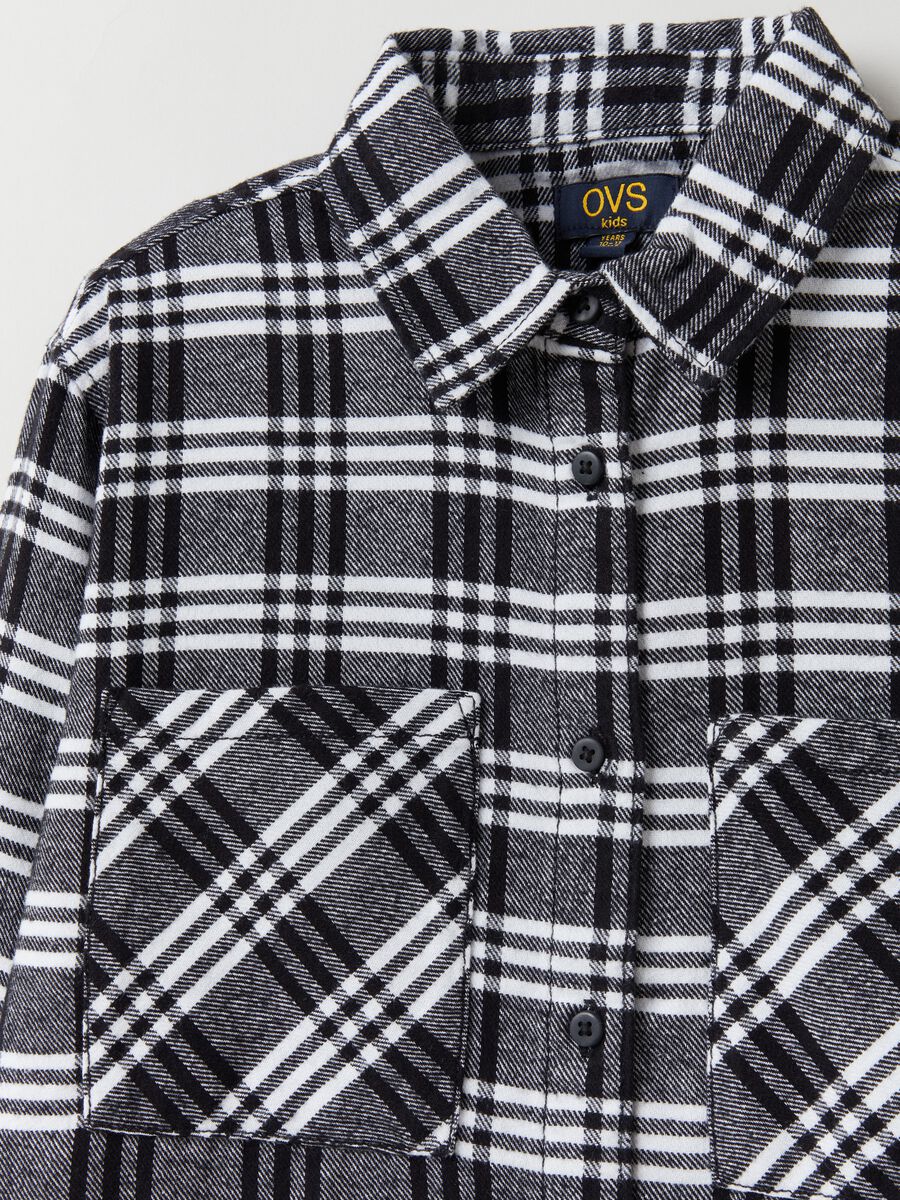 Camicia cropped in flanella check_2