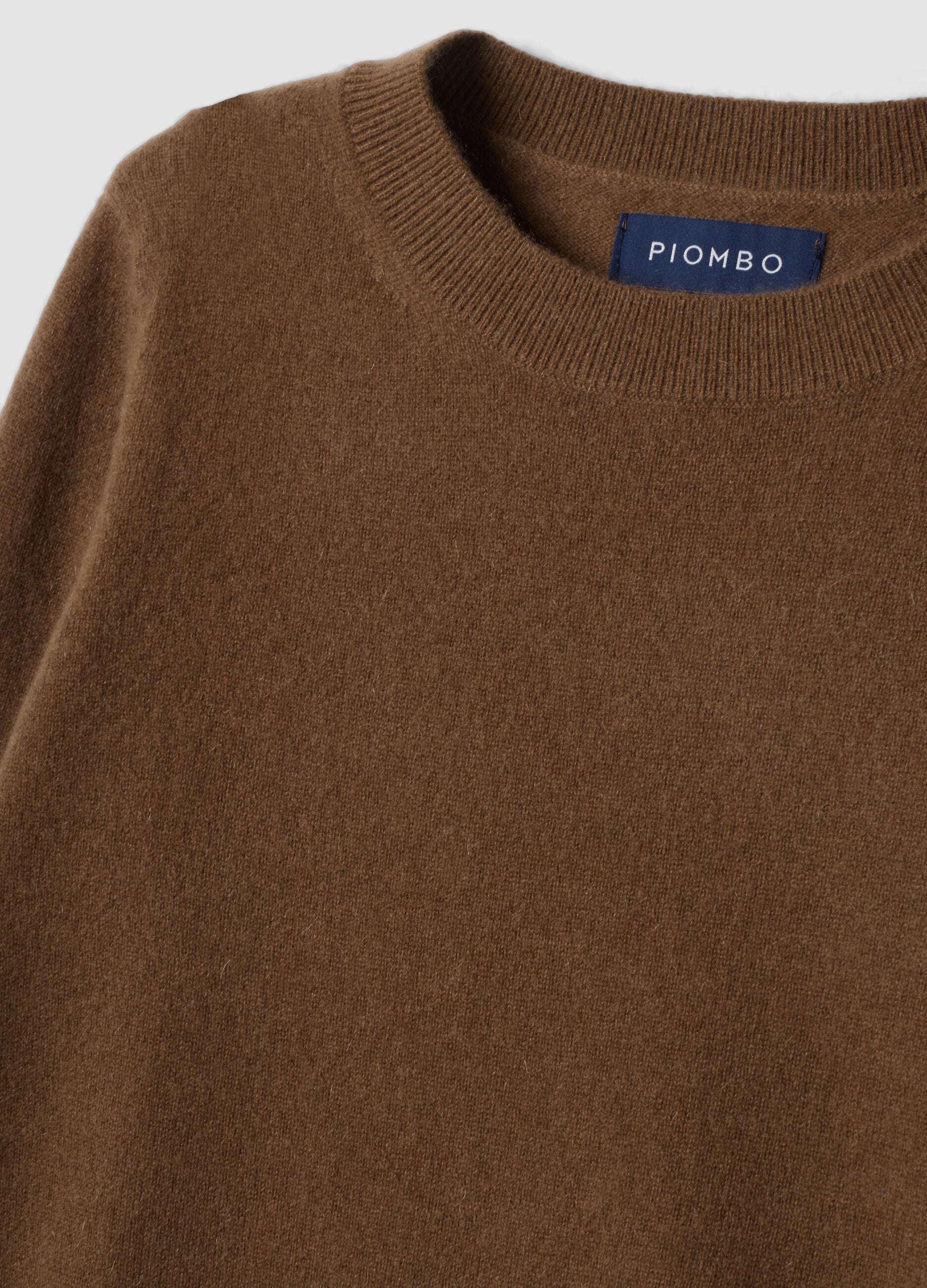 Brown pure cashmere crew-neck jumper