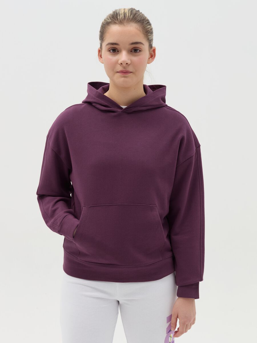 Cotton sweatshirt with hood and pocket_0
