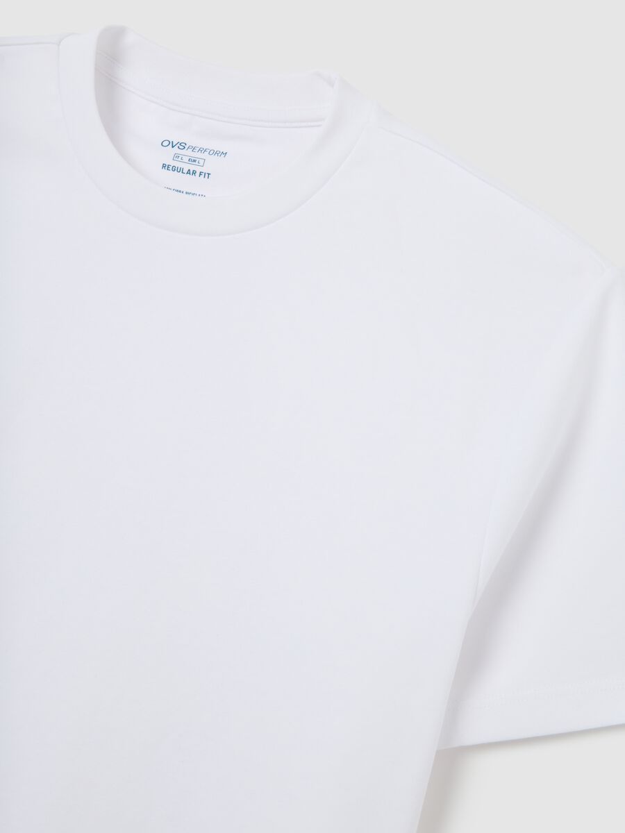 White cotton blend T-shirt regular fit_5