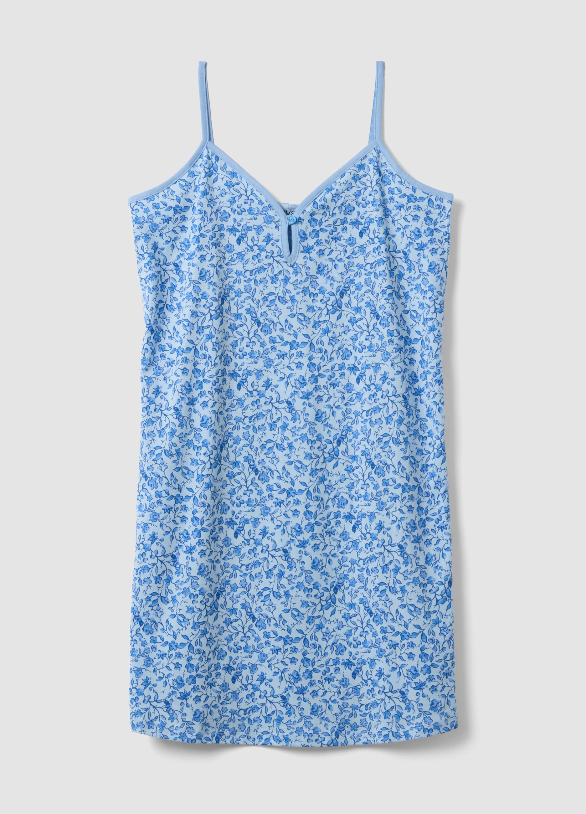 Light blue organic cotton floral print nightdress