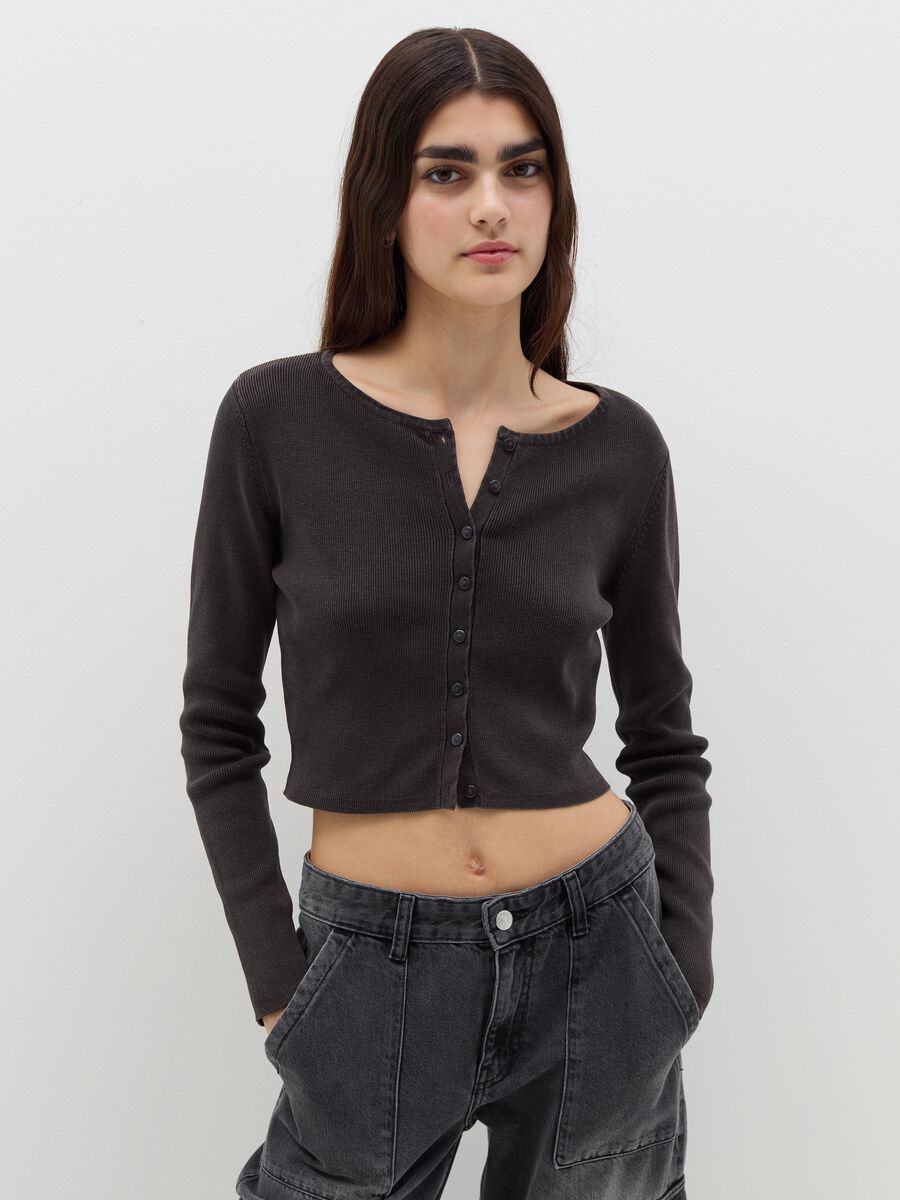 Solid colour cropped pullover_0