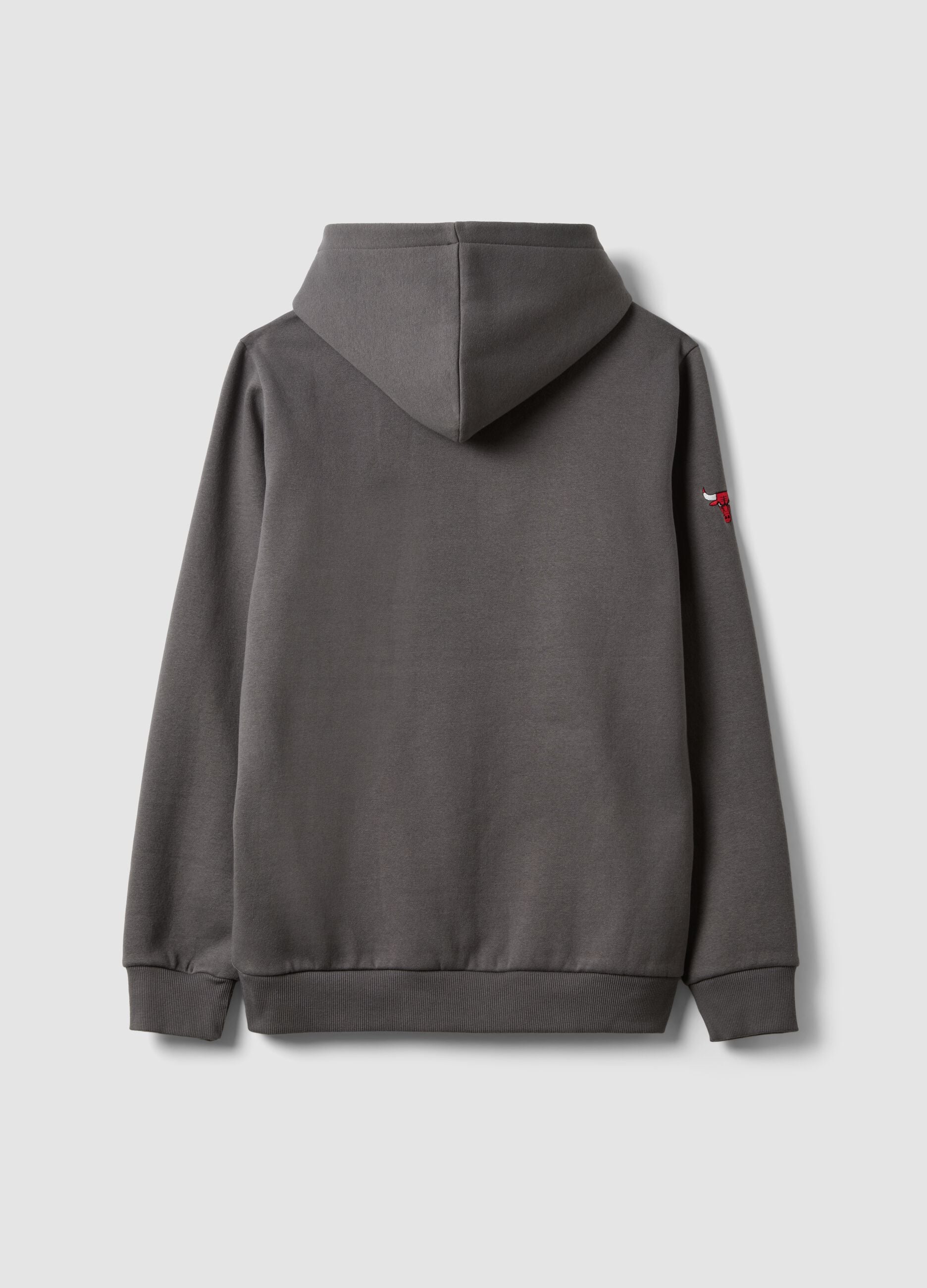 Grey cotton-blend hoodie with Chicago Bulls print
