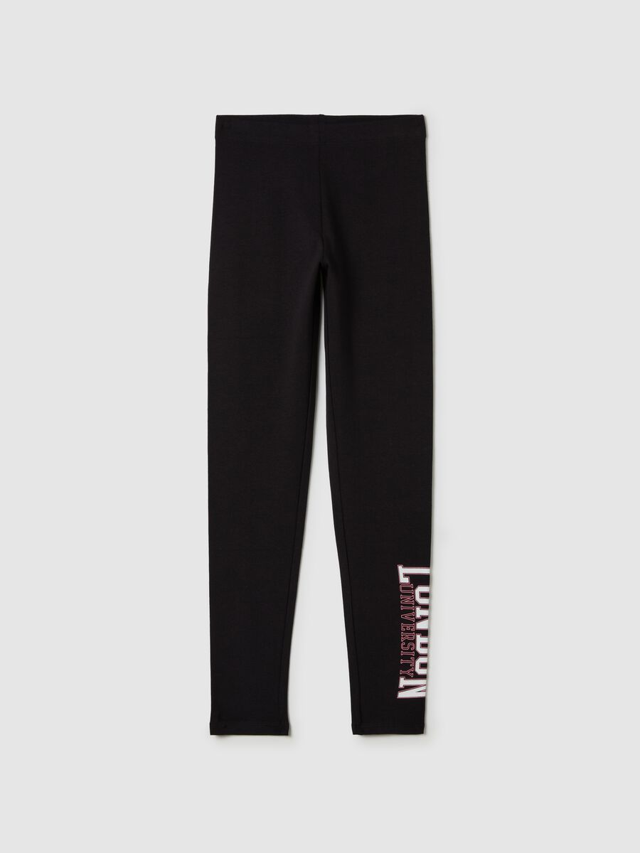 Leggings in cotone stretch con stampa _0