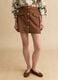 Brown regular fit mini skirt with gold buttons_1