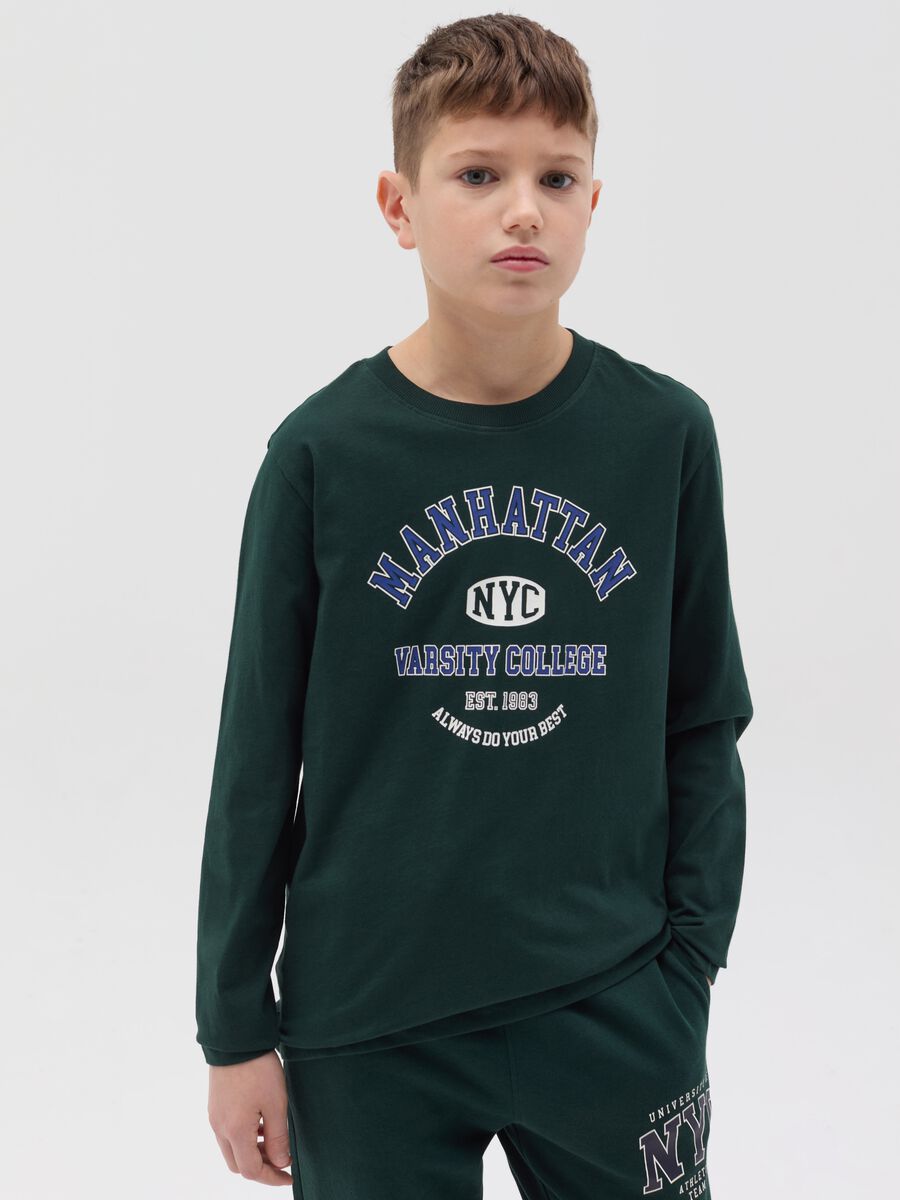 Long-sleeved T-shirt with college print_0