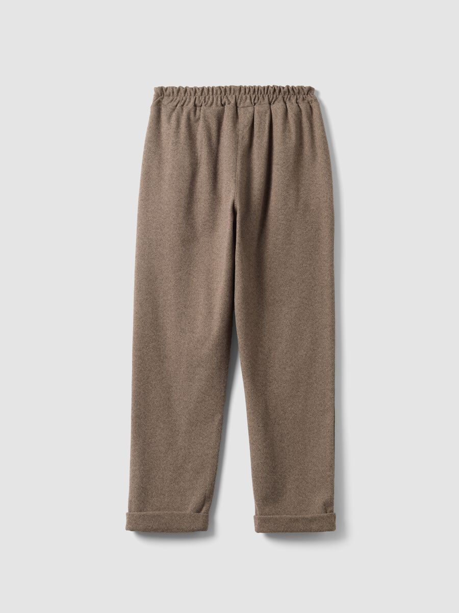 Pantaloni marroni regular fit con motivo chevron_6