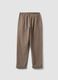 Pantaloni marroni regular fit con motivo chevron_6