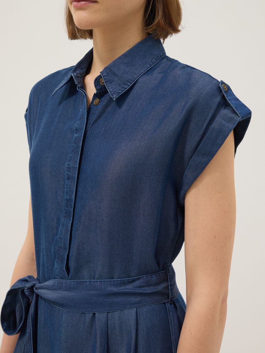 Pure blue lyocell dress in regular fit_3