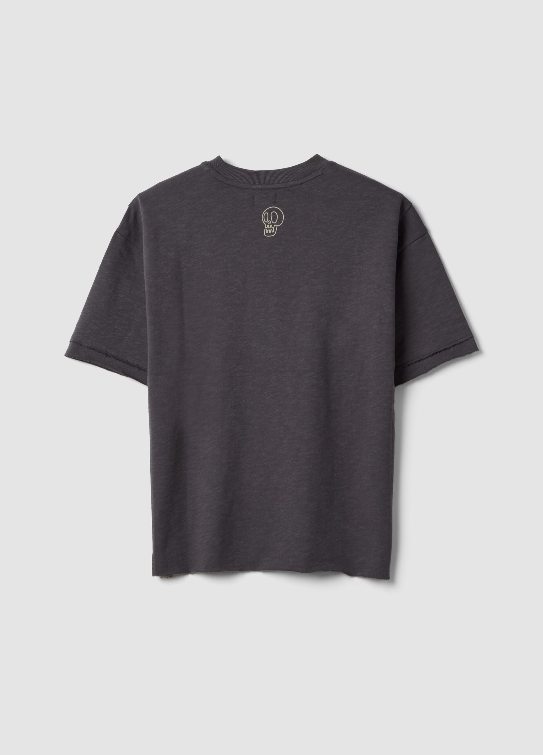 T-shirt grigia in puro cotone a maniche corte per ragazzo over fit