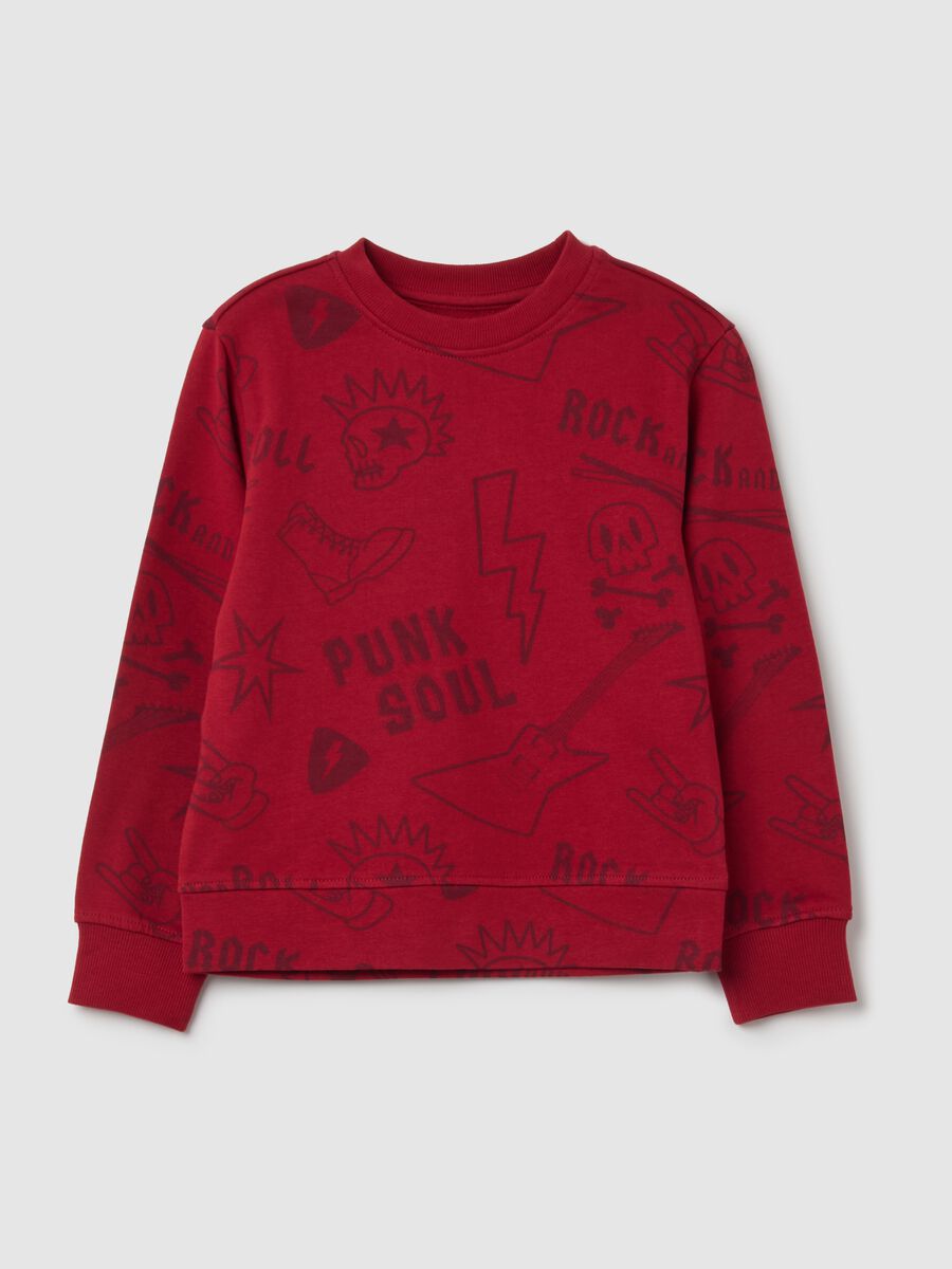 Felpa da bambino in puro cotone rossa regular fit_0
