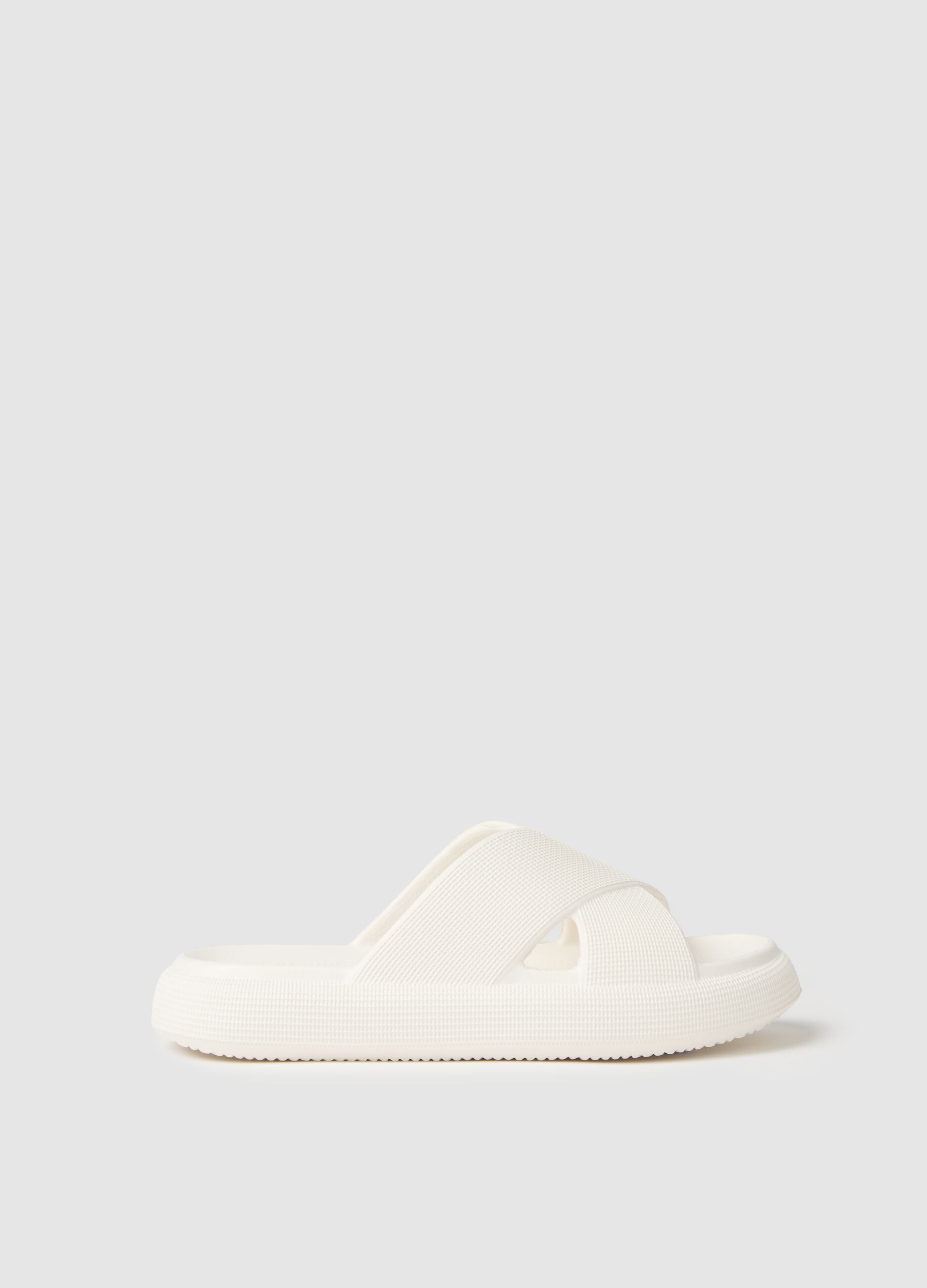 Women's white rubber sandals with crossed strap