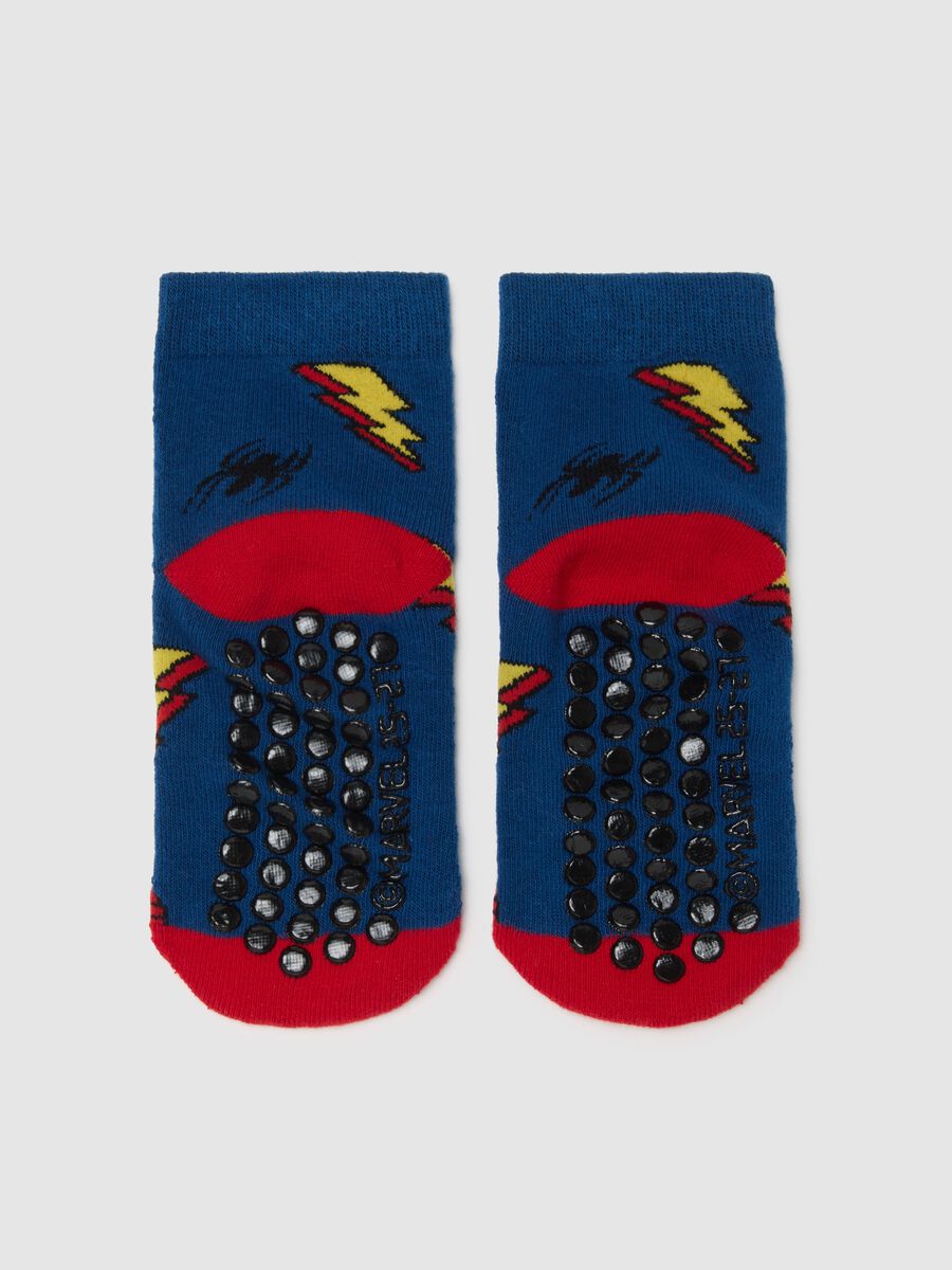 Multicolour cotton blend anti-slip socks for kids_2