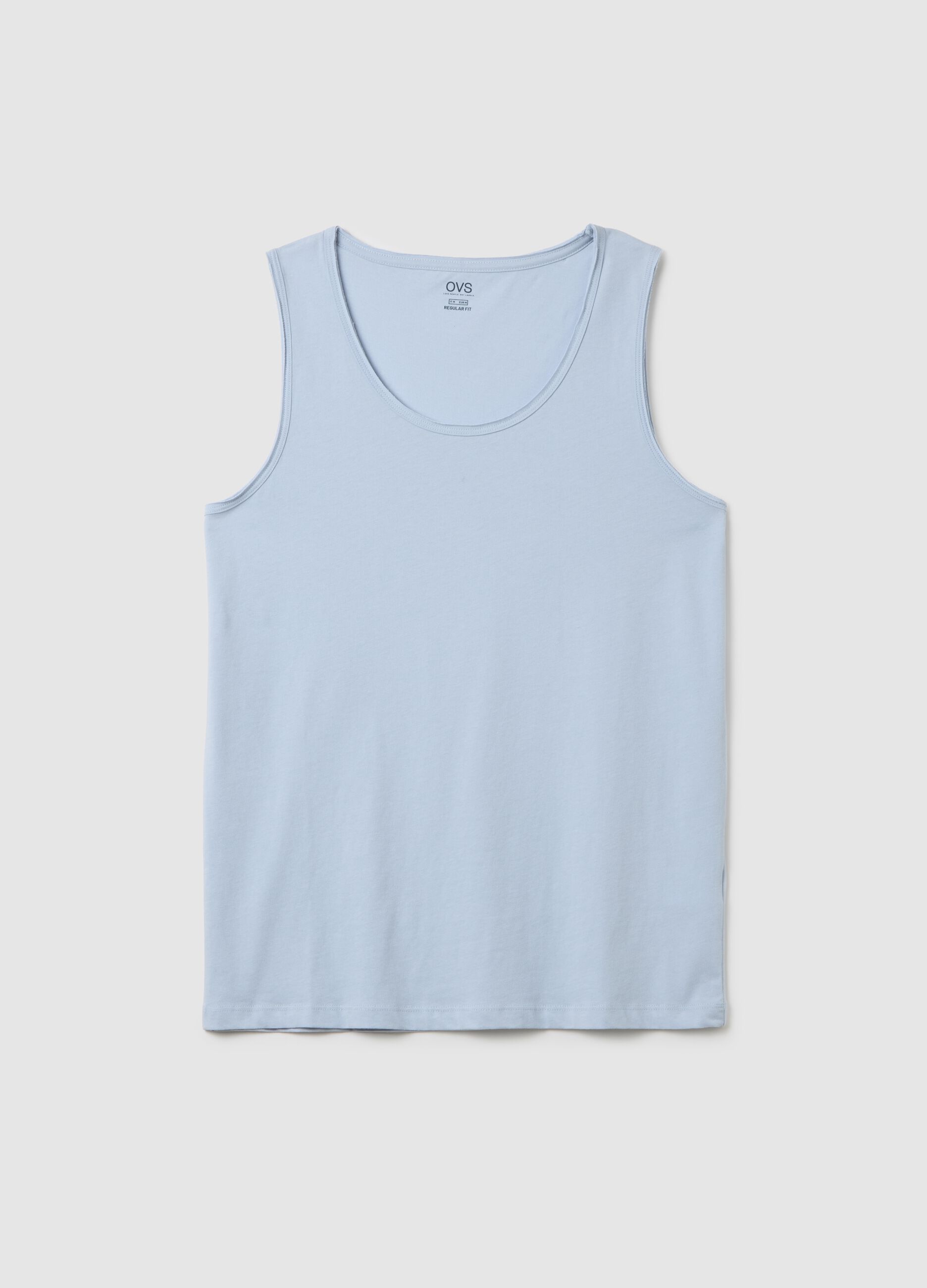 Canotta da uomo in puro cotone azzurro regular fit