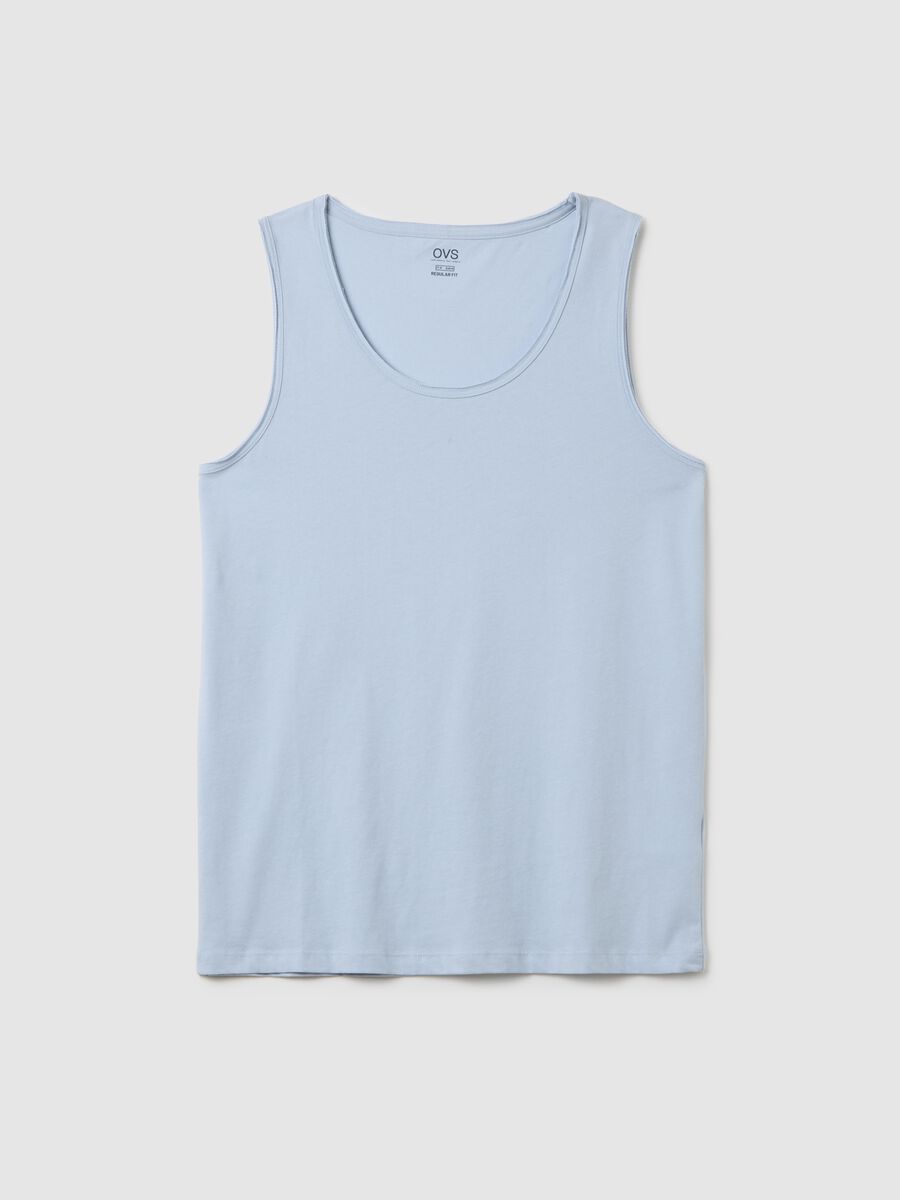 Men's light blue pure cotton regular fit tank top_4