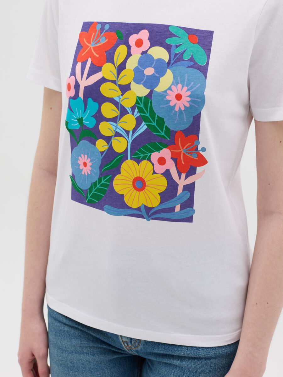 White cotton floral pattern T-shirt by Ovs_2