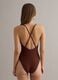 Brown ribbed stretch fabric swimsuit_3