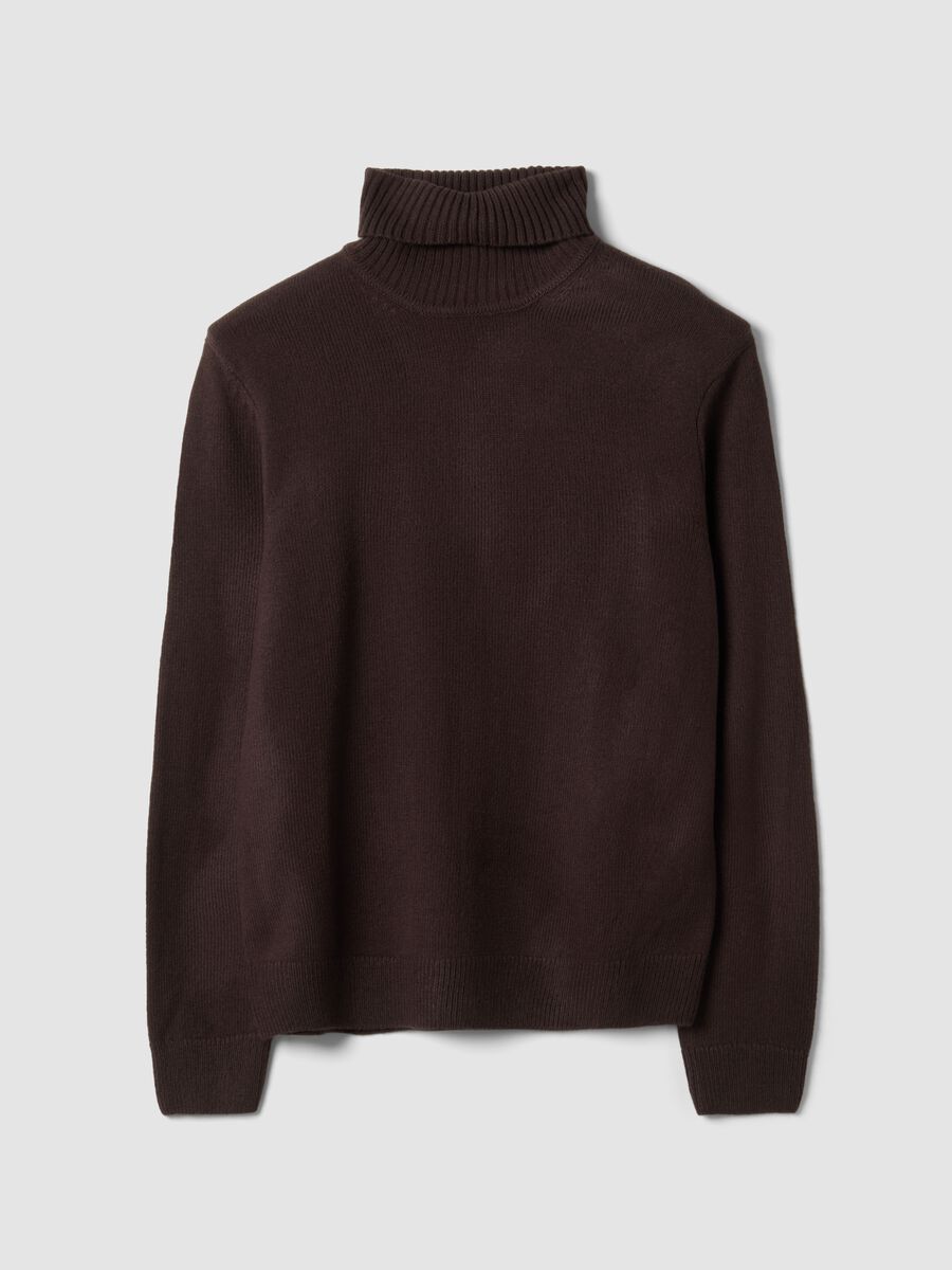 Maglia marrone a dolcevita regular fit in jersey knit_0