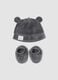Grey Mickey Mouse baby set with hat and plush-effect booties_0