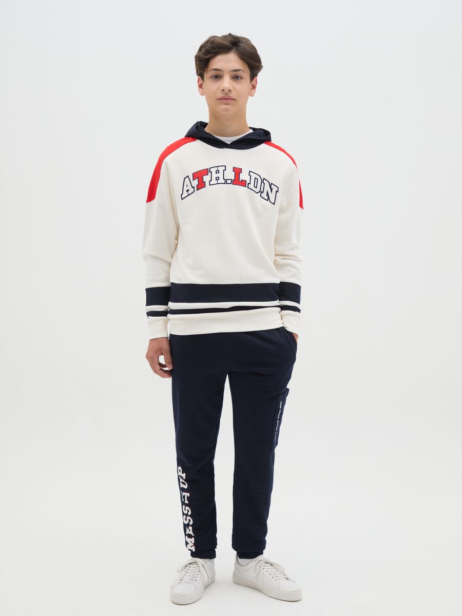 Fleece joggers with drawstring and print_1