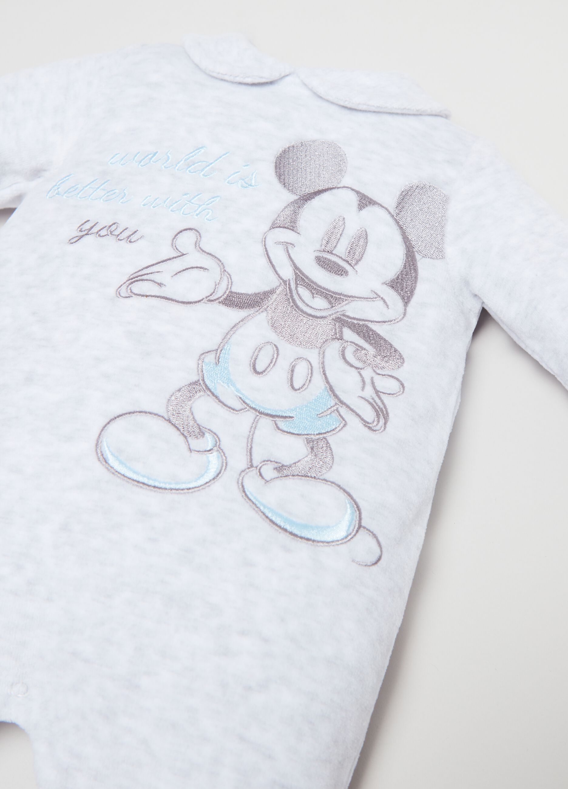 Tutina in velour con piedini ricamo Topolino_2