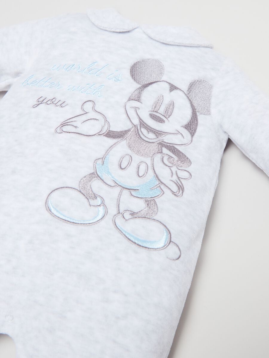 Tutina in velour con piedini ricamo Topolino_2