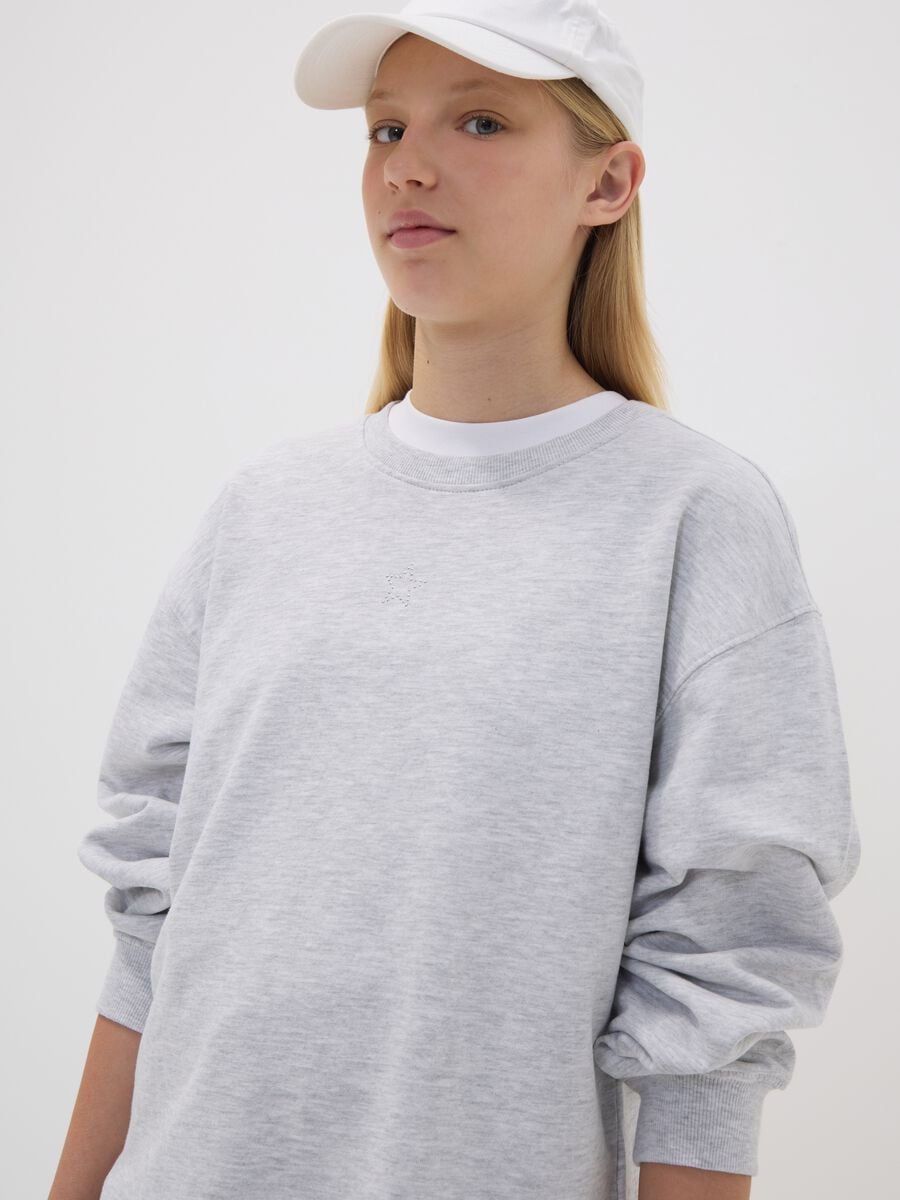 Felpa grigia in puro cotone con stella per ragazza relaxed fit_2