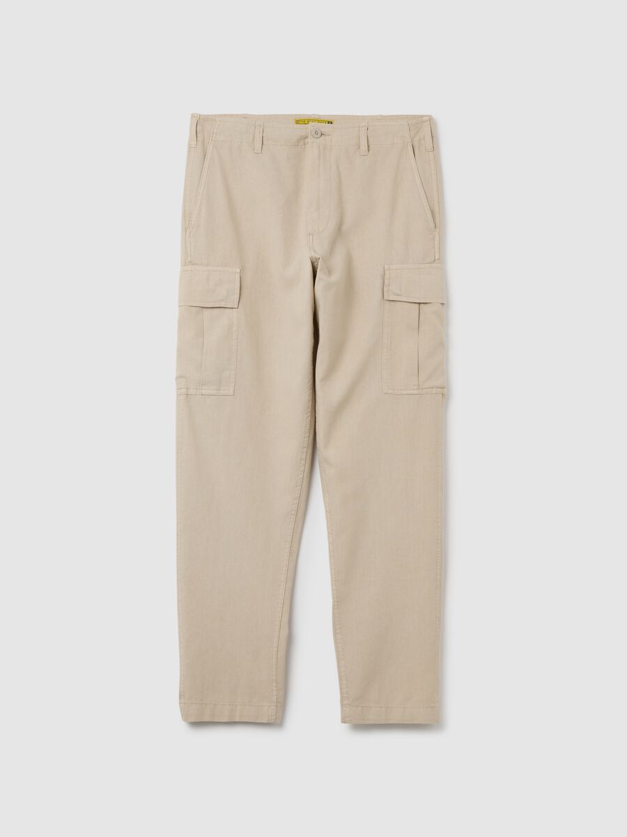 Ovs Regular Cargo Trousers in Linen and Cotton_4