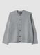 Grey Stretch Wool Crew-Neck Cardigan_0