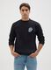 Black cotton blend sweatshirt with musical motif_1