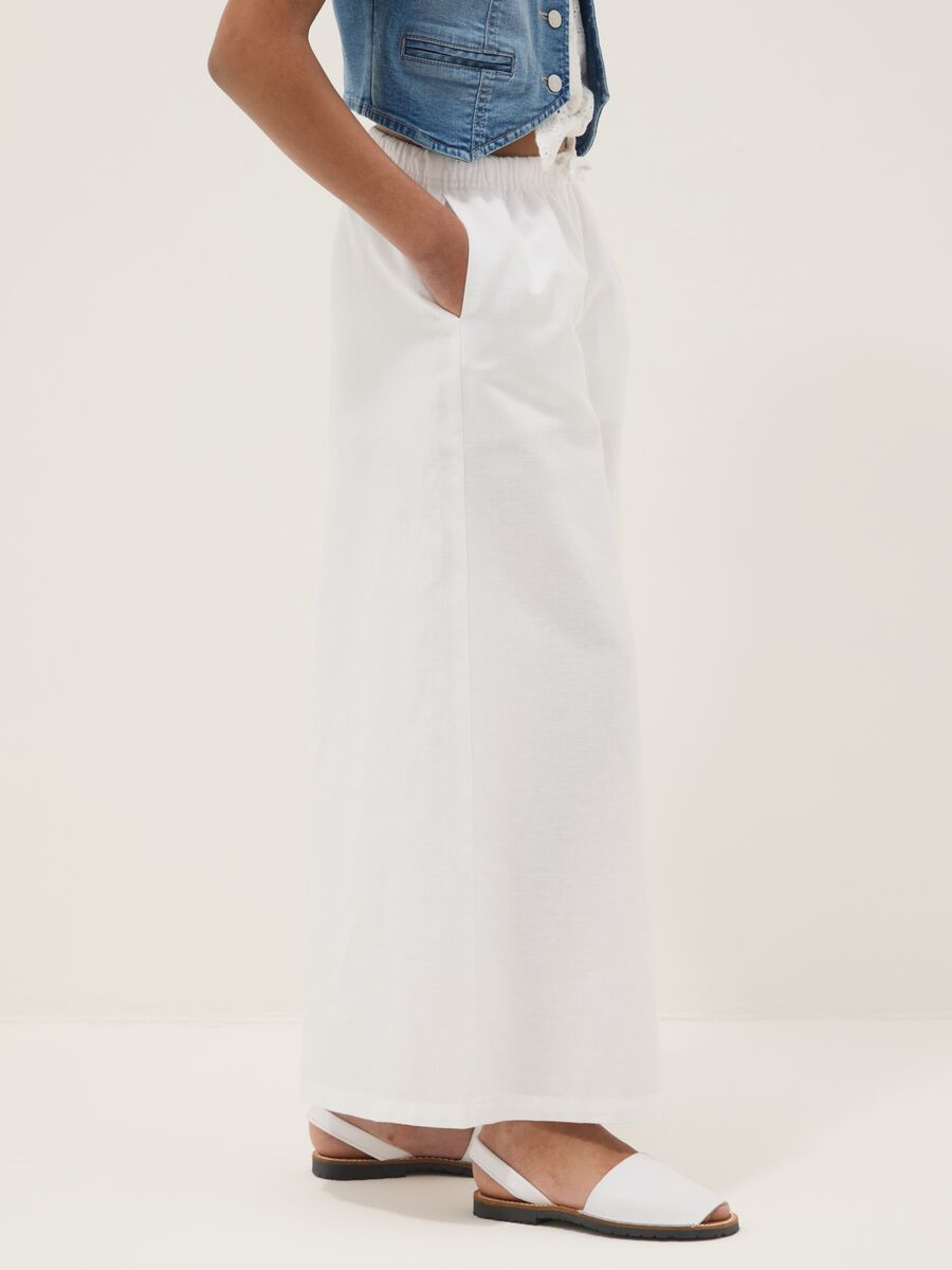 White linen and cotton blend palazzo trousers_2