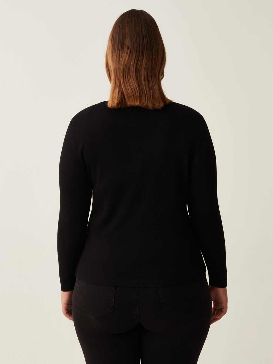 T-shirt a costine con dettaglio cut out Curvy_2