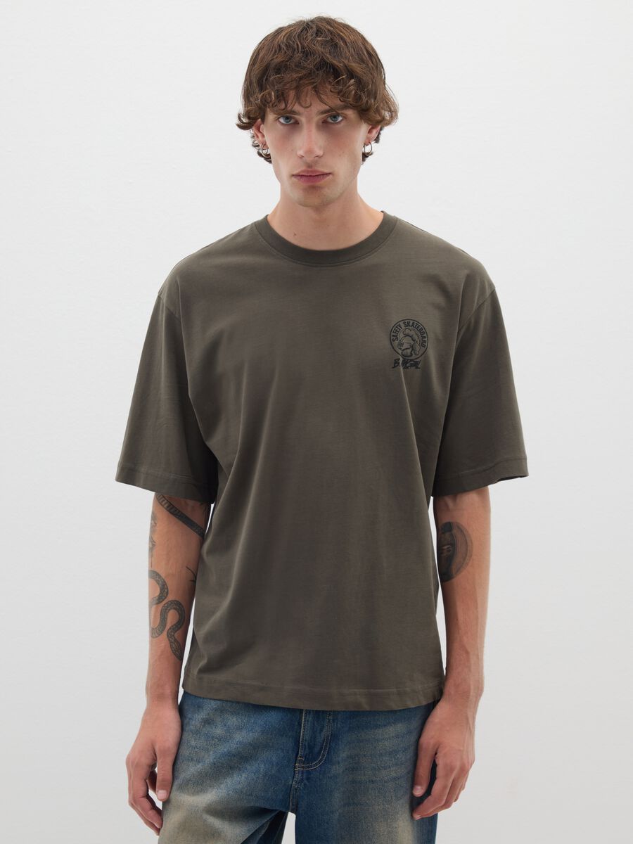 Regular fit green pure cotton T-shirt_0